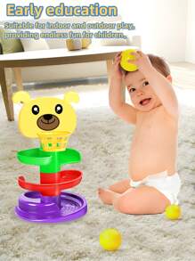 升级版加厚儿童坡道篮球轨道玩具，3 层、6 层、8 层可选，投篮轨道球塔，旋转趣味玩具，适合爬行和抓握练习，婴幼儿智能滚球玩具，儿童生日/节日礼物 [颜色随机] - 彩色 - 查看 6