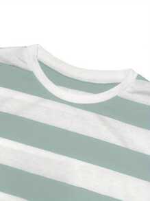 2pcs Knitted Christmas Stripe Long Sleeve Pajama Set - Blue and White - View 5