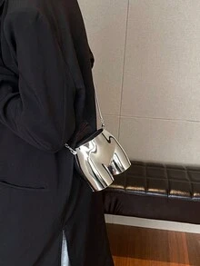 新款亚克力男士包、单肩斜挎包、腰包 - 銀色 - 查看 10