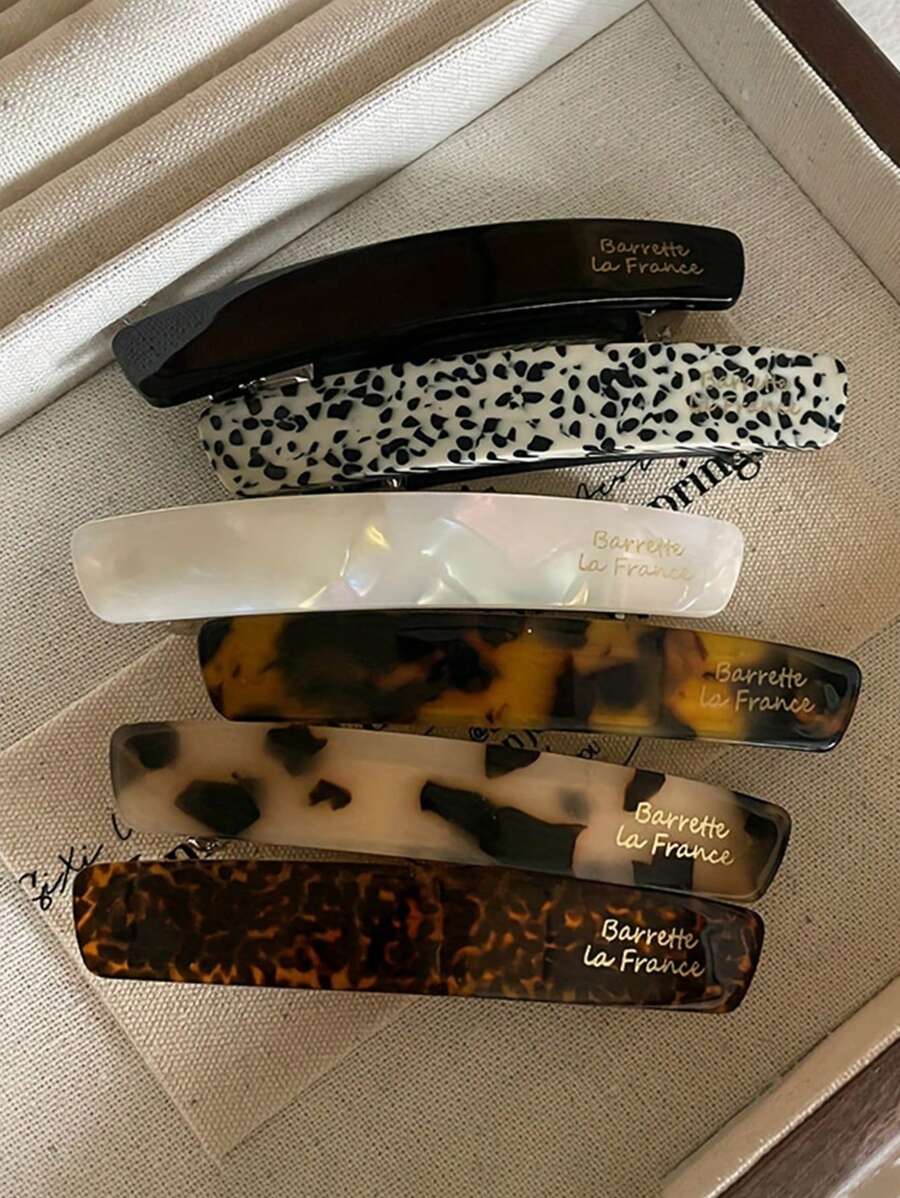1 chiếc kẹp tóc acetate kiểu Pháp, kẹp tóc hình chữ nhật thanh lịch, họa tiết đốm đồi mồi, phụ kiện tóc nữ, kẹp càng cua, đồ dùng học tập, phụ kiện đội đầu, ghim cài tóc