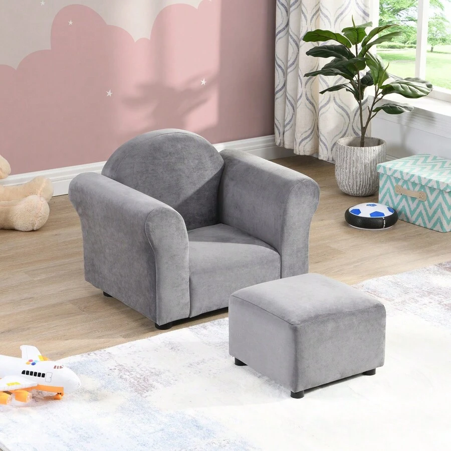 Chair,  Upholstered Couch With Ottoman