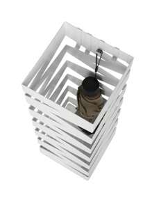 SONGMICS Porta Ombrelli in Metallo, Contenitore per Ombrelli Quadrato con 4 Gancetti e Scolapioggia Rimovibile, 15,5 x 15,5 x 49 cm, Bianco