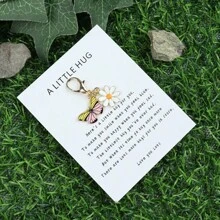 1pc/5pcs Lucky Hug Mini Butterfly & White Daisy Keychain - Perfect Gift For Any Occasion - Encouraging Card - Teacher's Day, Valentine's Day, Or Summer/Fall Gift - Animal & Floral Design - Invitation Pocket Car Accessories Bag Charm School Cute Goth Y2k Bag Lanyards With Id Holder Car Accessories Bag Charms Gifts For Mother, Father, Graduation, And Teacher - Multicolor - View 5