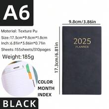 Sổ kế hoạch hàng ngày A6 2025: 155 tờ/310 trang, Chỉ mục tháng màu, Dày 0,67 inch, Thích hợp cho trường học và cuộc sống hàng ngày - A6 - Xem 2
