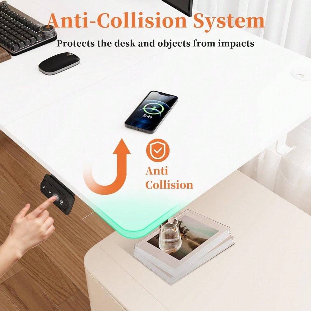 Standing Desk 140x60cm, Height Adjustable Desk Ergonomic Stand Up Desk