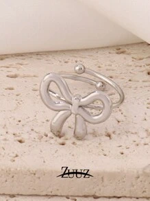 1pc Fashion Stainless Steel Rings For Women Bowknot Ribbon Style Adjustable Open Ring Female Jewelry Best Friends Gifts