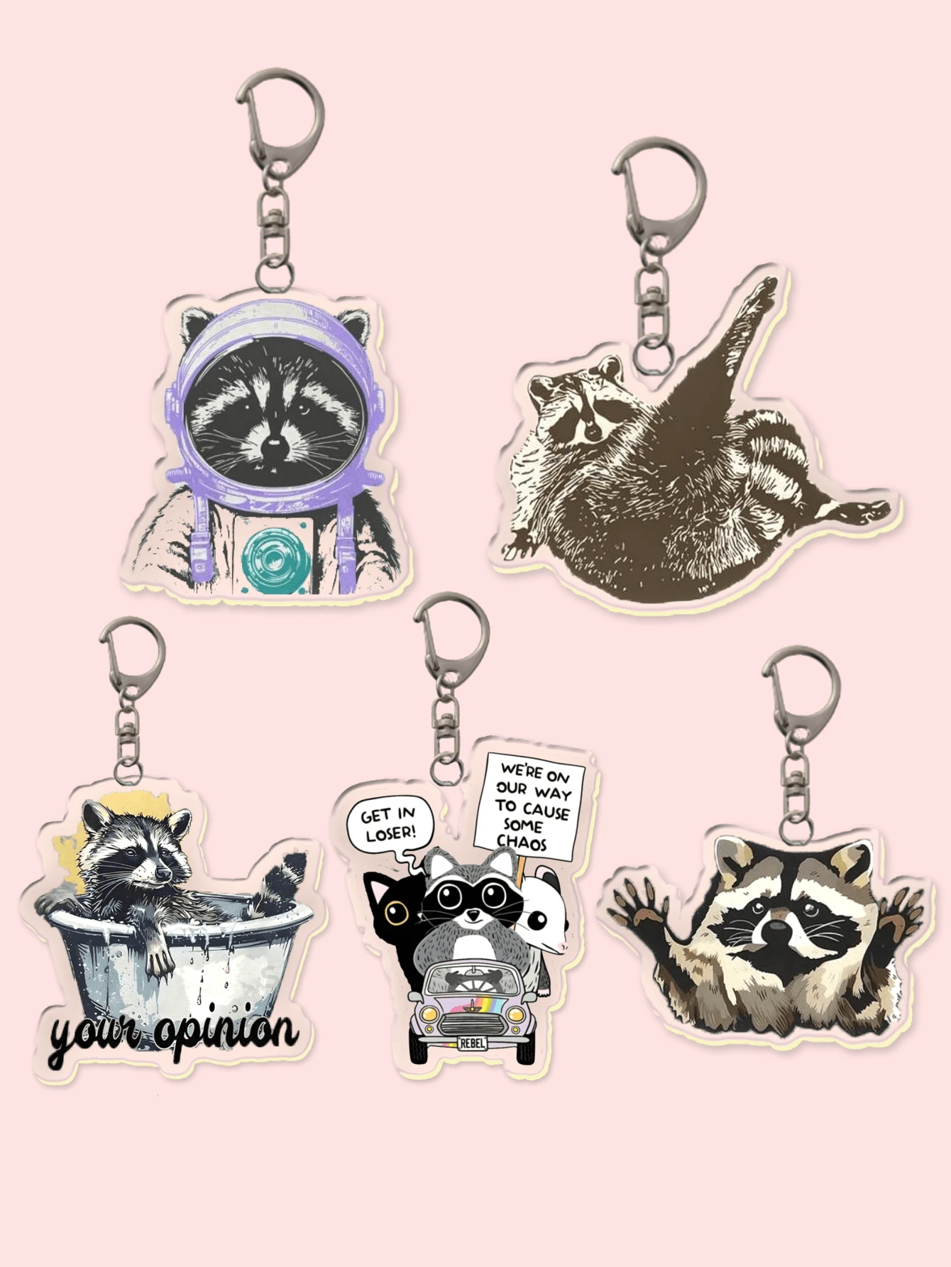 1 个摇摆浣熊钥匙扣：有趣可爱的浣熊钥匙扣，是包包配饰、珠宝爱好者的完美礼物。非常适合男朋友、女朋友、家庭成员、派对礼物、动物主题手机装饰等。 - 彩色 - 查看 1