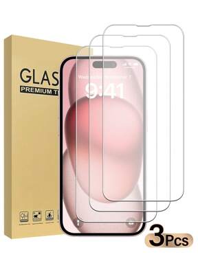 3 stuks High Definition gehard glazen schermbeschermer, compatibel met Apple-apparaten, krasbestendig, antibotsing, oleofobe coating, soepele aanraking, compatibel met Apple X/XR/11/12/13/14/15/16/16Plus/16Pro/16ProMax/16e/17/17 Air/17 Pro/17 Pro Max-serie