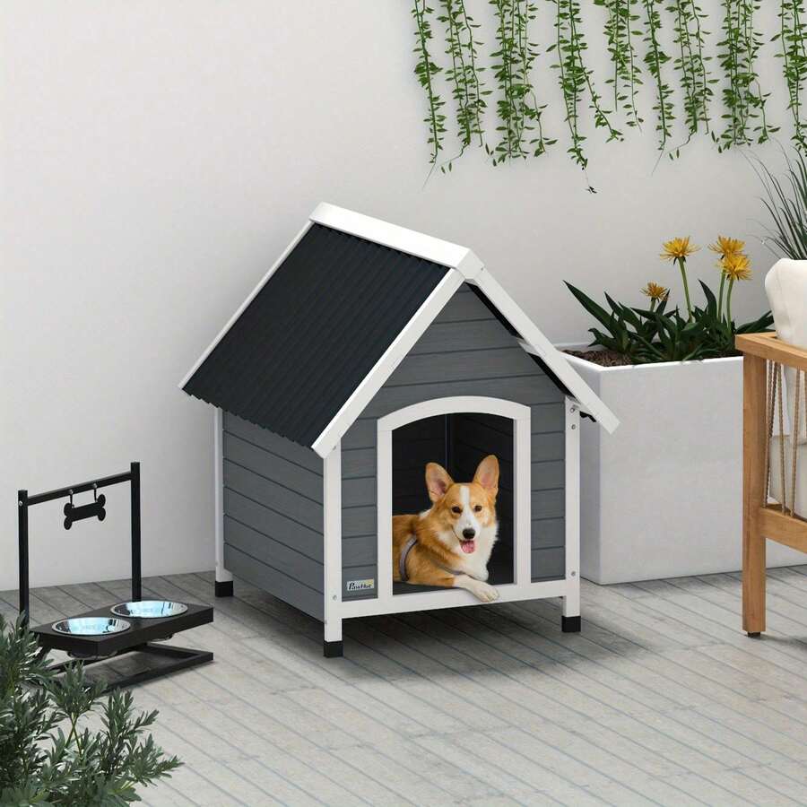 Dog Kennel Outdoor Wooden Dog House With Removable Floor, Elevated Pet