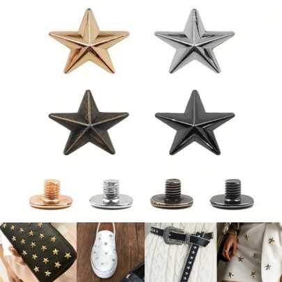 10pcs 13mm Metal Star Rivets Studs: DIY LeatherCraft Accessories For Belt, Bag, Shoes, Cap, Clothes, And Scrapbooking