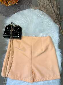 TAILORED SKIRT SHORTS WITH SLIT FASHION BLOGGER SUMMER 2024 - Orange - View 2