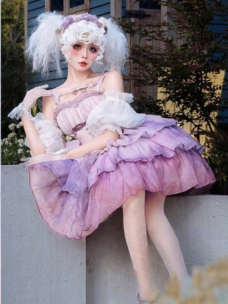 Lolita Sleeveless Princess Dress JSK (Excluding Petticoat, Gloves, Sleeves, Headpiece) - Purple - View 1