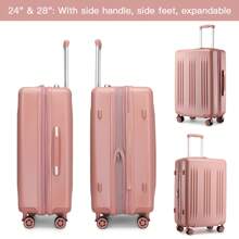 Lightweight Expandable Check-In Luggage ABS+PC Hardshell Suitcase 4 Spinner Wheels Ideal For Cabin Carry-On Available In 20, 24, 28 Inch Sizes - Coral Pink - View 4