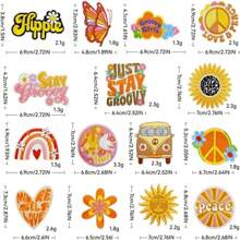 7/9/13/15 件和平与爱之花熨烫补丁，缝制刺绣贴花修补补丁 DIY 工艺品项目适用于服装夹克牛仔裤裤子连衣裙背包帽子装饰礼物