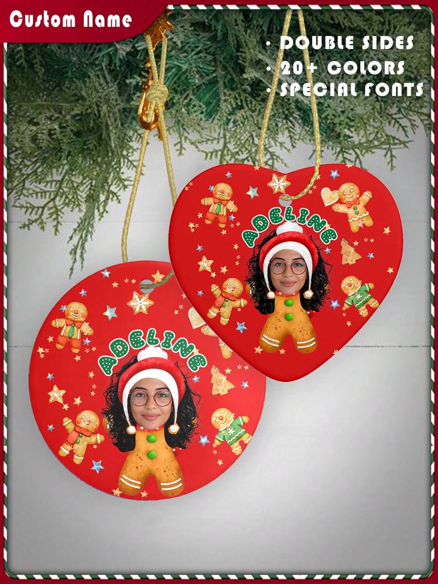 1 món quà Giáng sinh được cá nhân hóa Đồ trang trí có ảnh văn bản, hai mặt cùng thiết kế, đồ trang trí văn bản hình ảnh tùy chỉnh cho Giáng sinh, đồ trang trí hình ảnh tưởng niệm đồ trang trí bằng gốm treo Quà tặng cho Giáng sinh Mẹ Bố Bạn bè Cặp đôi Em bé Sinh nhật đầu tiên Đám cưới Đính hôn, Quà tặng Giáng sinh, Quà tặng sinh nhật, Quà tặng Valentine - Kiểu-1 - Xem 1