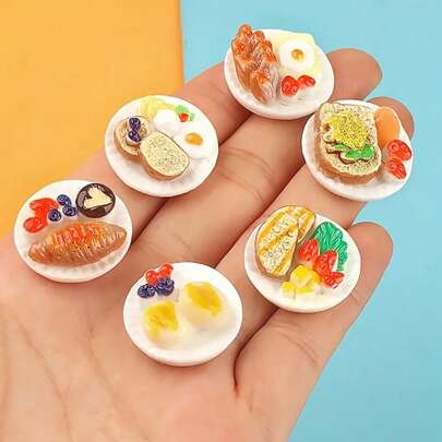 6 件迷你甜点拼盘：DIY 微型仙女花园装饰、配件、家居装饰、圣诞礼物