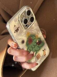 1 件银色雪人圣诞树可爱宠物圣诞装饰硬手机壳带相机胶卷，兼容 Apple iPhone 16/15/14/13/12/11/X/小 7 系列，秋季/冬季假日氛围 - 銀色 - 查看 5