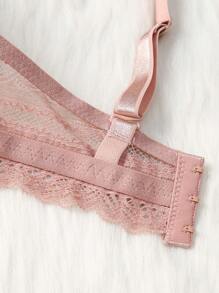 MIMILEMON 大码女士粉色蕾丝提拉支撑内衣文胸 - 藕粉色 - 查看 6