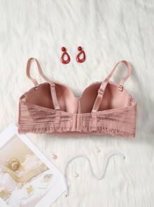 MIMILEMON 大码女士粉色蕾丝提拉支撑内衣文胸 - 藕粉色 - 查看 2