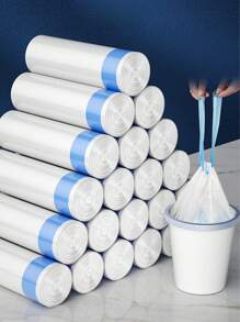 1/2/3/4/5/10 rolek worków na śmieci ze ściągaczem, wielofunkcyjny worek na śmieci ze ściągaczem, 9 szt./rolka, odpowiedni do małych kuchni, łazienek i sypialni, supermocny, trwały, bezzapachowy, biurowy, koszy na śmieci - oszczędzający miejsce i wygodny