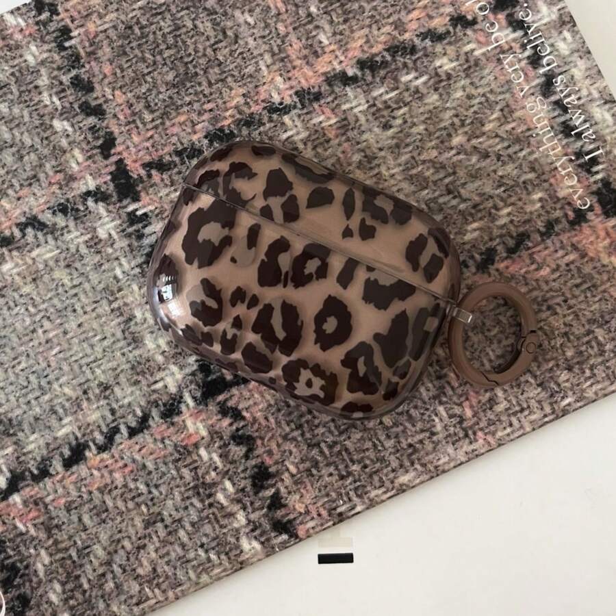 半透明咖啡棕色豹纹耳机盒+挂环套装，适用于 Apple Pro 3/Pro 2/Pro/4/3/2。使用前请撕下产品表面的保护膜。 - 咖啡棕 - 查看 1