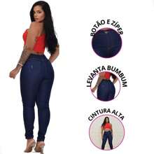 Women's Black Jeans High Waisted With Lycra Butt Lifting Pants - Màu xanh hải quân - Xem 2