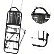 Fahrrad Gepäckträger hinten, Alu Fahrradständer, Gepäckträger Mountainbike verstellbar für 26/28 Zoll Fahrräder, mit Federklappe Spanngurt und Reflektorhalter - Variante1 - Übersicht 5