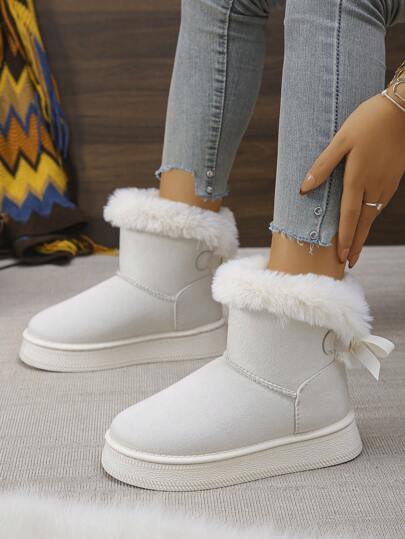 Damskie buty śnieżne z okrągłym noskiem i rękawami w połowie długości, antypoślizgowe i odporne na zużycie, zagęszczone aksamitne buty śnieżne