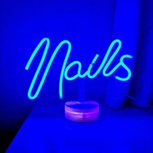 1 件指甲霓虹灯桌面支架背光装饰灯，指甲尺寸 11.4x8.38x3.74 英寸（29x21.3x9.5 厘米），电池或 USB 供电暖室氛围灯带触摸开关，适合女孩卧室