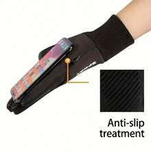 1 Pair Winter Black Warm Gloves, Elastic Windproof Waterproof Sports Gloves, Thickened Anti-Slip Touchscreen Durable Gloves, Sports Warm Gloves, Ideal Gift - Black - View 4
