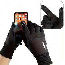 1 Pair Winter Black Warm Gloves, Elastic Windproof Waterproof Sports Gloves, Thickened Anti-Slip Touchscreen Durable Gloves, Sports Warm Gloves, Ideal Gift - Black - View 10