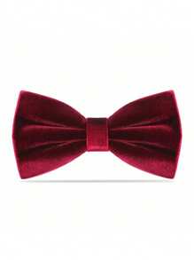 1 pieza Corbatín de hombre de poliéster sólido de terciopelo de alta gama, para boda, fiesta, banquete, atuendo formal, otoño/invierno