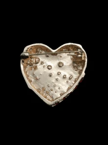 1 件女士红色珐琅水钻蝴蝶结心形礼盒胸针，适合圣诞节和情人节礼物 - 心形 - 查看 7