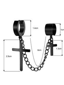 不锈钢链耳环，个性化十字架耳环，流苏耳环，独特时尚耳环，圣诞节、新年、情人节礼物 - 耳環/耳夾 - 查看 3