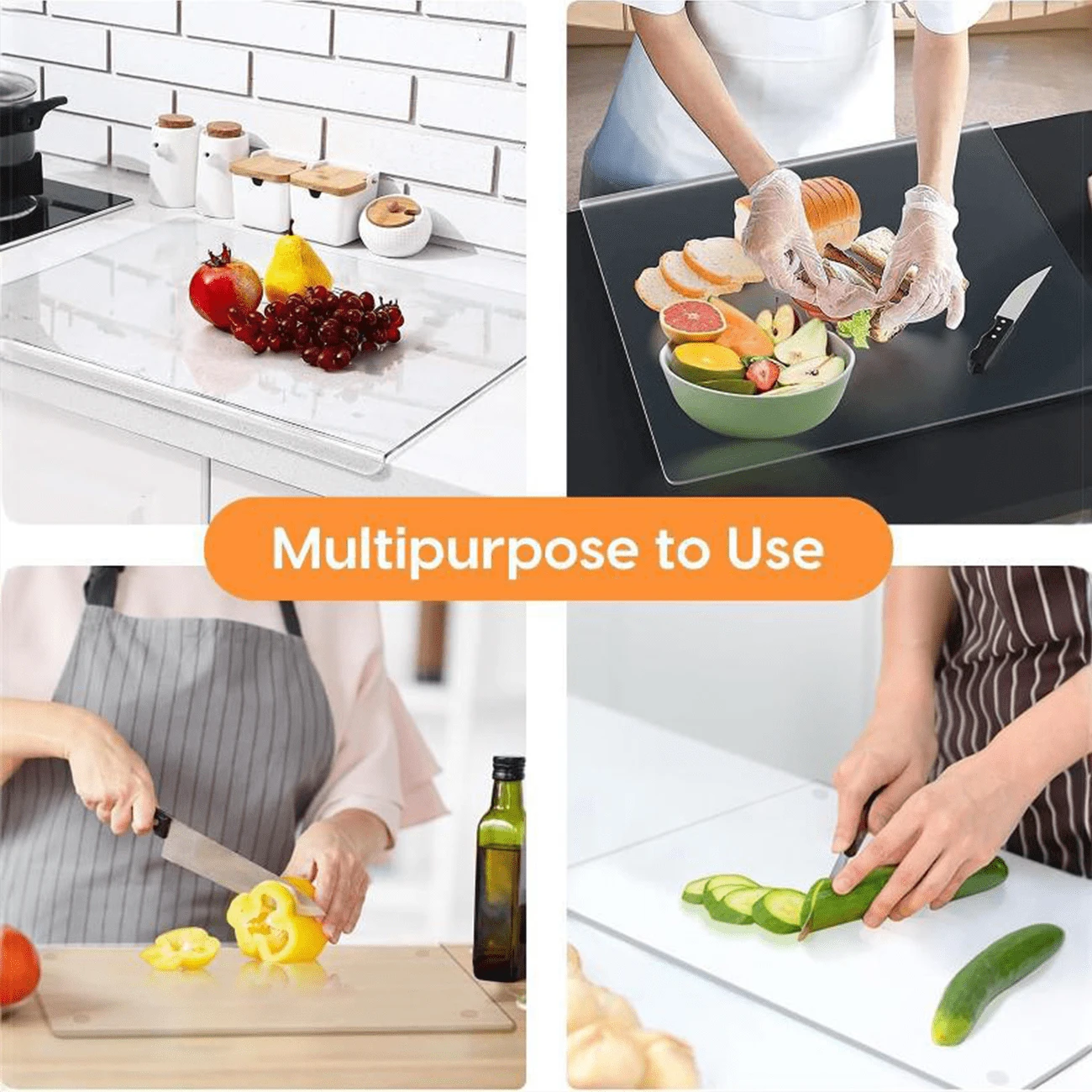1pc Acrylic Cutting Board, Black NonSlip Kitchen Fruit & Vegetable