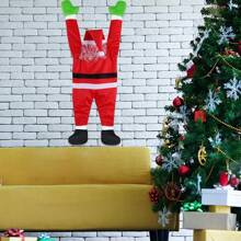 1pc Santa Claus Plush Climbing Decorative Ornament, Christmas Wall Window Door Hanging Accessory, Large Soft Material Adds Holiday Atmosphere, Easy To Decorate, Funny & Cute Christmas Home Decor, Suitable For Rooftop, Cracks, Windows, Cars, Balconies, Christmas Gifts - Red and White - View 5