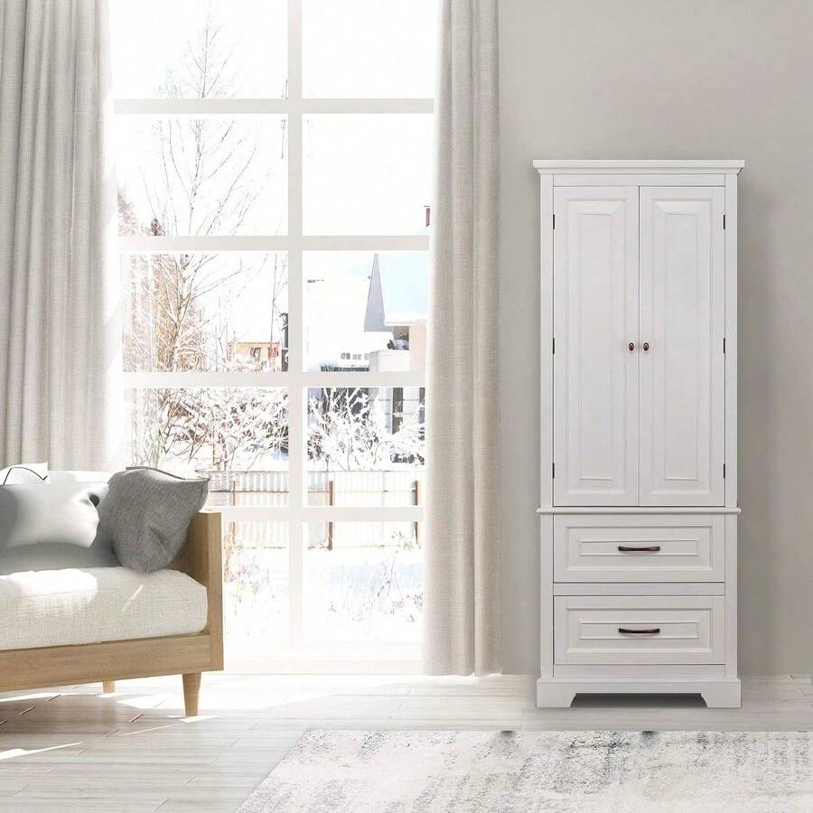 2 Door Linen St. James Collection With Crown Molding, 2 Drawers
