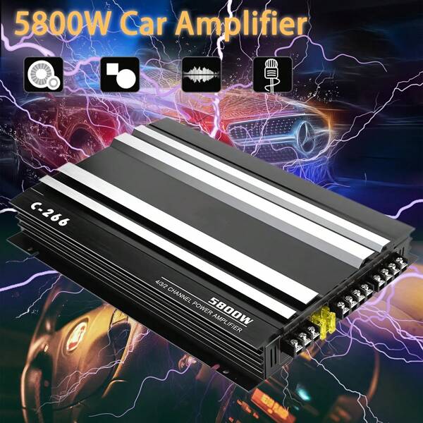 Car Amplifier 5800W 4-Channel High-Efficiency Metal General Purpose Speakers Car Stereo Amplification System Car Amplifier Bass And Midrange Driver Car Amplifier Car Amplifier Automotive