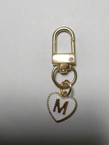 Breloc cu pandantiv inimă cu litere, pandantiv pentru geantă cu litere inițiale A-Z, breloc din aliaj cu farmec de modă, cu carabină, suport pentru chei inițiale personalizate pentru rucsac, portofel, husă pentru căști, pentru prieteni, familie și cupluri, cadou ideal