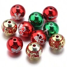 10pcs/Pack UV Acrylic Printed Beads, Patriotic & Christmas Clown Styles, Craft DIY Jewelry Making, Suitable For Bracelets, Necklaces, Phone Straps, Keychains - Multicolor - View 11