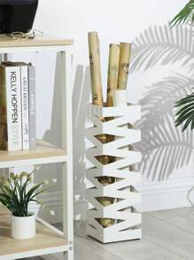 SONGMICS Porta Ombrelli in Metallo, Contenitore per Ombrelli Quadrato con 4 Gancetti e Scolapioggia Rimovibile, 15,5 x 15,5 x 49 cm, Bianco