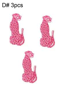 1 Set Of 3/6pcs Pink Leopard Lion Embroidery Patches Polyester Badge DIY Clothing Iron On Patches Sew Accessory Cloth Stickers Suitable For Backpacks, Jeans, Jackets, T-Shirts, Hats, Dresses, Etc - Multicolor - View 15