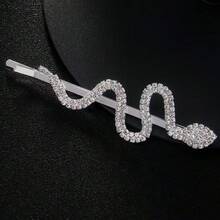 1 件女士时尚水钻蛇形发夹，优雅侧刘海发夹珠宝配饰 - 彩色 - 查看 2