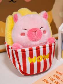 1 szt. pluszowa lalka z popcornem, frytkami i kapibarą, prezent świąteczny dla przyjaciół, prezent z kapibarą na zakończenie studiów doktoranckich, lalka z kapibarą w formie ciasta i deseru, dekoracja z dyni i nietoperza na Halloween