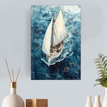 Sailboat Wooden Framed Canvas Painting Wall Art Prints For Home Decoration, Living Room & Bedroom, Festival Party Decor, Gifts, Ready To Hang