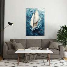 Sailboat Wooden Framed Canvas Painting Wall Art Prints For Home Decoration, Living Room & Bedroom, Festival Party Decor, Gifts, Ready To Hang
