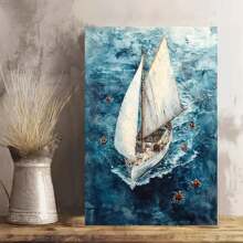 Sailboat Wooden Framed Canvas Painting Wall Art Prints For Home Decoration, Living Room & Bedroom, Festival Party Decor, Gifts, Ready To Hang