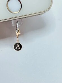 1 Stück Schlüsselanhänger mit Buchstaben A-Z in Schwarz, geeignet zum Aufhängen an Taschen, zum Dekorieren von Rucksäcken, kann auch als Autoaccessoire verwendet werden, ein tägliches Geschenk für Frauen - Schwarz - Übersicht 9
