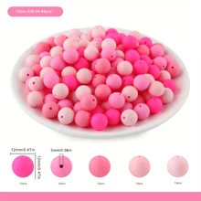 60个15mm/12mm/9mm硅胶珠组合，有黑色、红色、蓝色、粉色、黄色、绿色、橙色、棕色、紫色等组合可选，适用于手工DIY制作、钥匙扣配件等 - 彩色 - 查看 23