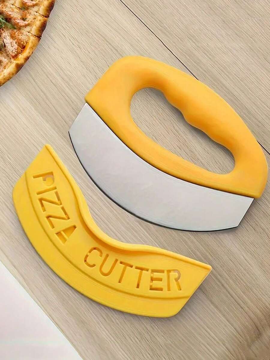 1pc Extra Sharp Stainless Steel Pizza Cutter With Swing Arm, Cover And